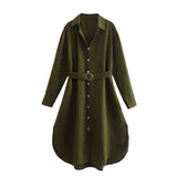 Women Dresses Green Shirt Dress