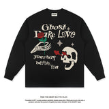 Unisex Long Sleeve Shirt Skull Rose Print