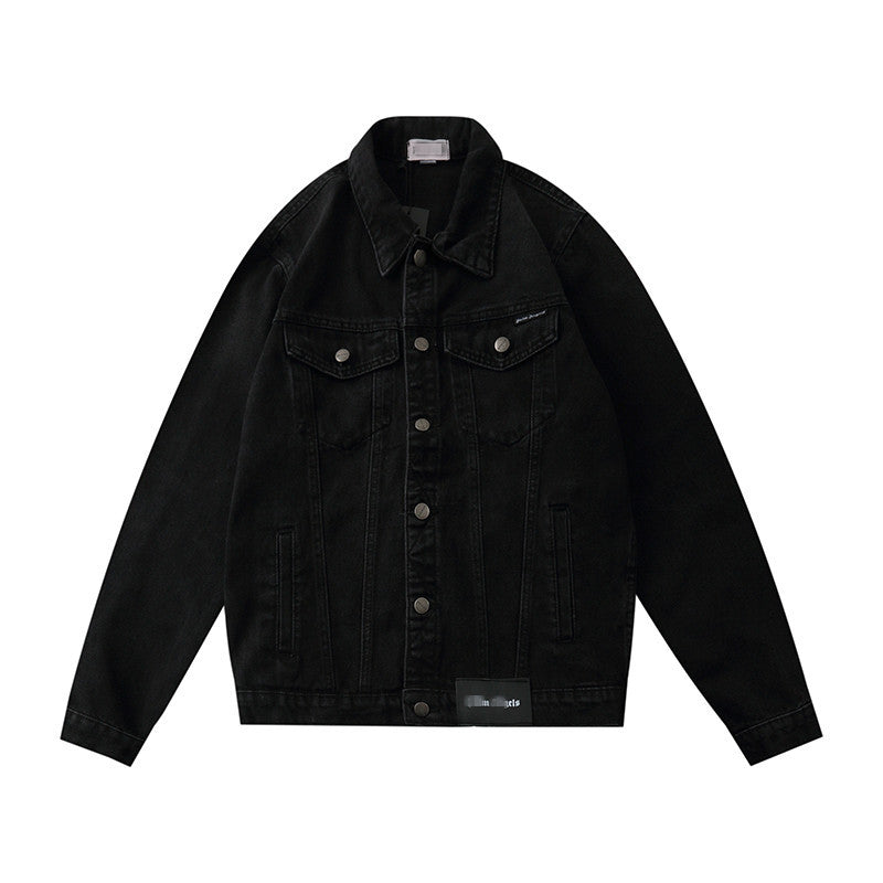Palm Angels Jacket Printed Denim Jacket Washed Loose-Fitting Denim Clothes