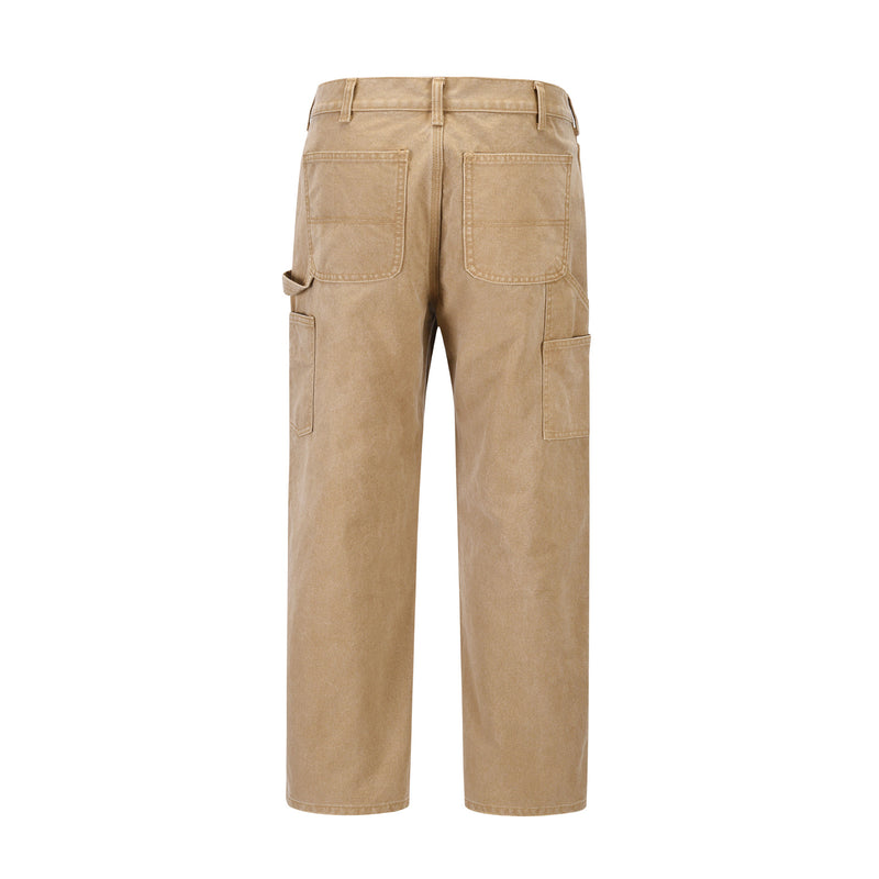 Men Jeans Solid Color Stitching Loose Leisure Workwear