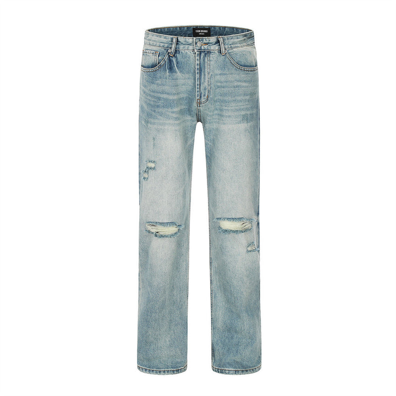 Men Jeans Hip Hop Loose Hole Distressed