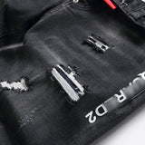 DSQ2 Short Jeans Ripped Patch Slim-fit Stretch Denim Shorts