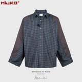 MIJKO Mens Jacket Spliced Plaid Jacket