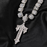 Jewelry Hip Hop T Letter Pendant Gold Set T Square Zircon Necklace Armament Crosses Egypt Pieces St. Valentine's