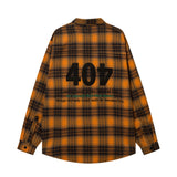 Men Long Sleeved T Shirt Plaid Shirt Digital Printing Letter Long Sleeve Top Loose Casual Shirt