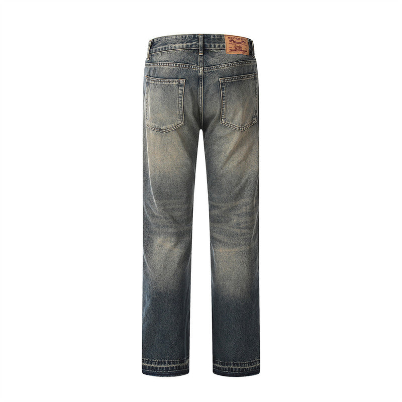 Men Jeans Retro Contrast Color Loose