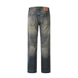 Men Jeans Retro Contrast Color Loose