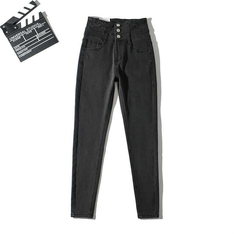 Women Jeans Slimming Breasted Fall/Winter Slim