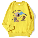 Fashion Womens Pullover Sleepy Cat American Retro Cute Print