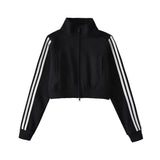 Women Hoodie Stripes Casual Exercise Cardigan