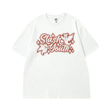 Men T-Shirt Retro Distressed Lightning Print Loose All-Match
