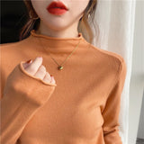 Women Pullover Sweater Loose Solid Color Sweater