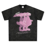 Unisex T Shirt Vintage Rabbit Print Cotton