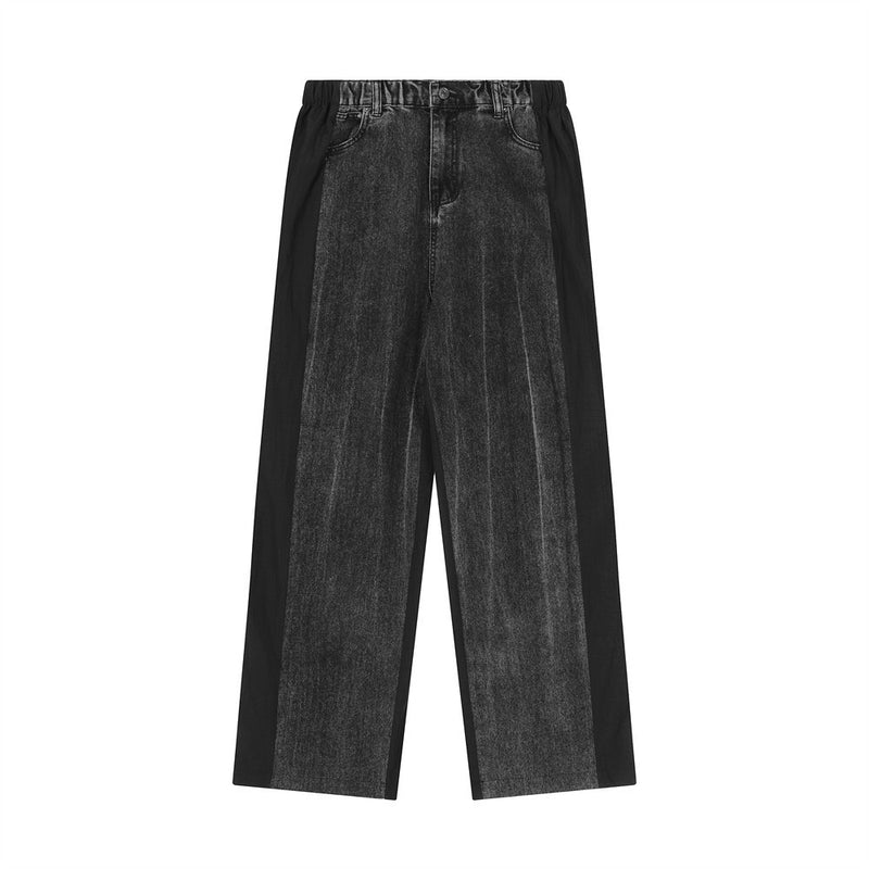 Men Jeans Stitching Casual Elastic Waist