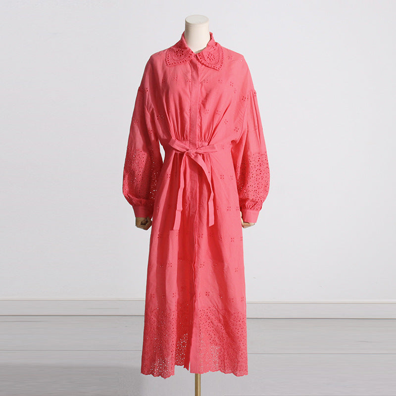 Bohemian Dress Simple Casual Solid Color Hollow out