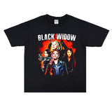 Rock Star T Shirt Black Widow Scarlett Johnson Personality Character Printed T-shirt Short Sleeve Loose Cotton