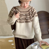 Women Pullover Sweater Vintage Stripe Sweaters
