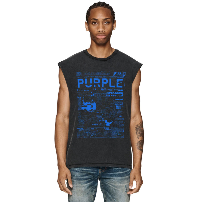 Purple Brand Distressed Tank T Shirts Distressed Sleeveless T-shirt Vest
