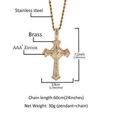 Jewelry Cross Pendant Copper Set Zircon Necklace Crosses Egypt Pieces Jesus Pieces