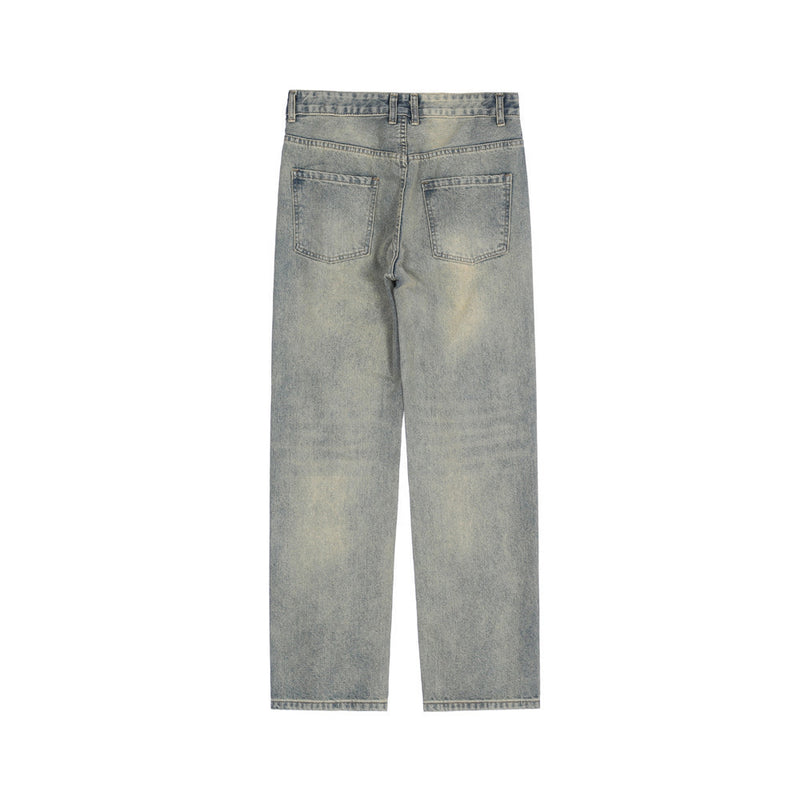 Men Jeans Ripped Distressed Loose Casual Retro