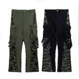 Cargo Pants Camouflage Stitching Overalls