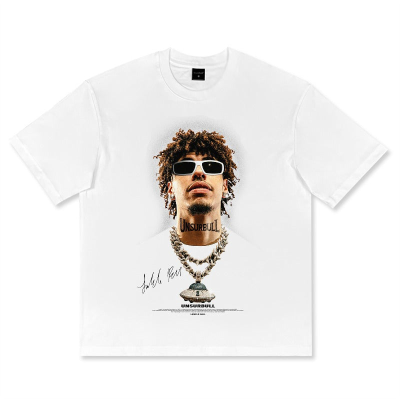 American vintage cotton loose short sleeve cotton football