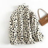 Women Cotton Coat Chessboard Plaid Coat Winter Loose Lapel