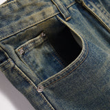 Men Jeans Cargo Pocket Personality Stitching