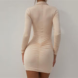 Women Dress Sexy Hot Girl Tight Pleated Dress