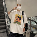 Men T Shirt Cartoon Print Summer Loose All-Matching