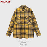 MIJKO Mens Jacket Plaid Multicolor Mainstream Fashion Jacket