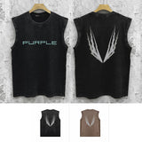 Purple Brand Distressed Tank T Shirts Distressed Sleeveless T-shirt Vest