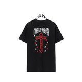 CHH Chrome Heart T Shirts Cross Sanskrit Printed Crew Neck Washed Short Sleeve Fashion T-Shirt