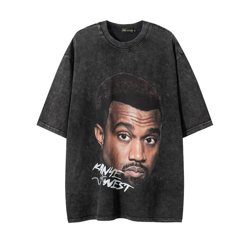 Men T-Shirt Retro Distressed Portrait Printing