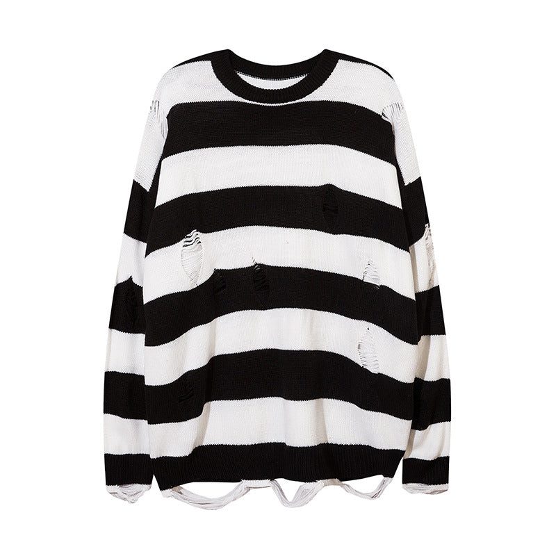 Women Sweater Irregular Striped Sweater Couple