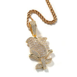 Jewelry Rose Pendant Vintage Hip Hop Copper Microencrusted Zircon Spectrum St. Valentine's