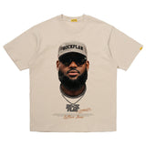 James Big Head American Print Short Sleeve Loose T-shirt