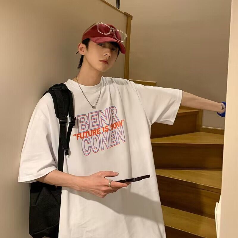 Men T Shirt Loose Crew Neck Casual Summer