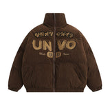 Men Cotton Padded Jacket Coat with Letters Embroidered Cotton Jacket Men's Winter Long Sleeve Cotton Coat Puffer Jacket Coat
