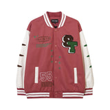 Women Jackets Flocking Embroidered Baseball Uniform Loose Casual