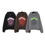 Sp5der Hoodie & Sweatpants 2 Piece Set Spider Web Three-Dimensional Foaming