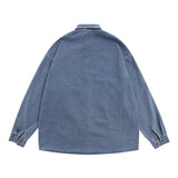 Men Long Sleeved T Shirt Embroidered Denim Shirt All-Matching Loose Casual Spring and Autumn Long Sleeve Shirt Coat