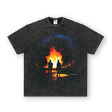 Vintage T-shirts washed and old printed short-sleeved T-shirts pure cotton