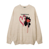 Men Sweater Love Pattern Jacquard Embroidery Velvet Sweater