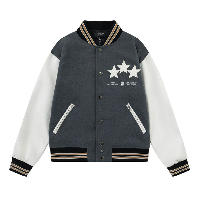 Amiri Jacket AMI Pattern Lapel Baseball Jacket for Men and Women