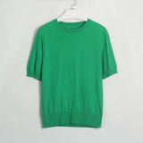 Women Work Business Casual Sweaters Short Sleeve round Neck Sweater