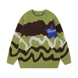 Women Sweater Sweet Cool Contrast Color Knitted Top Vibe Lazy