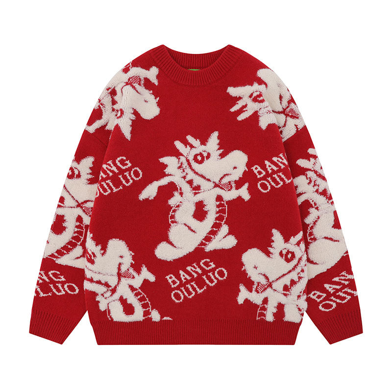 Women Sweater Fun Jacquard Knitted Wool