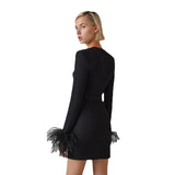 Women Dress Ostrich Hair Dress Gown