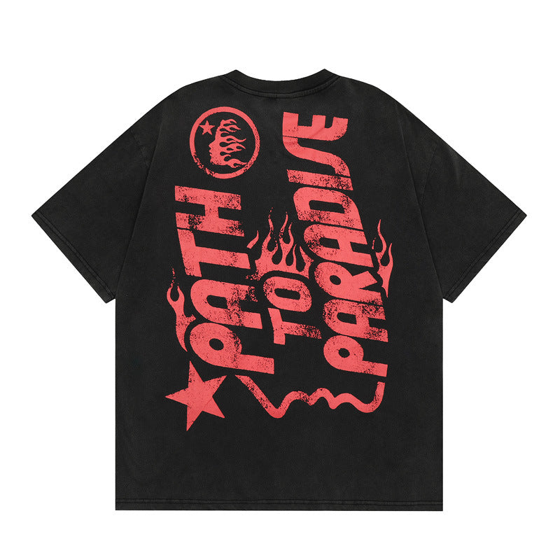 HS T Shirt Cross Portrait Printing Casual Loose